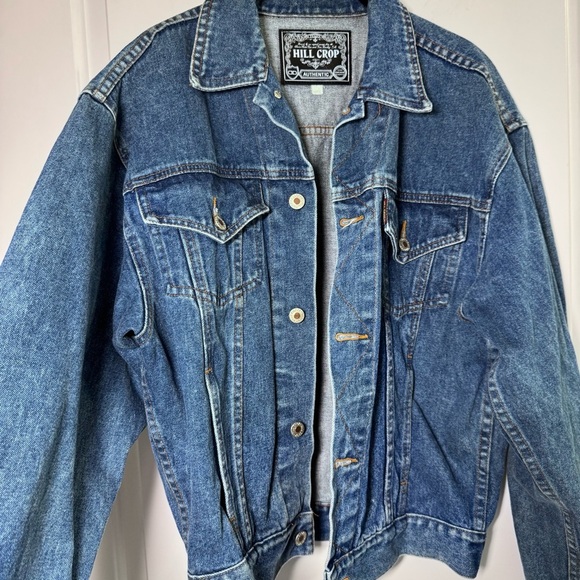 Hill Crop Japan Brand Vintage Trucker Denim Jacket Dark Blue Wash Size Medium - Picture 5 of 10